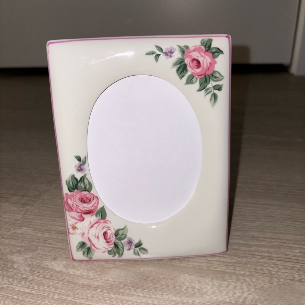 Floral Ceramic Photo Frame - Pink Rose Design
